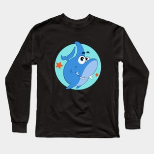 Cute shark cartoon character Long Sleeve T-Shirt